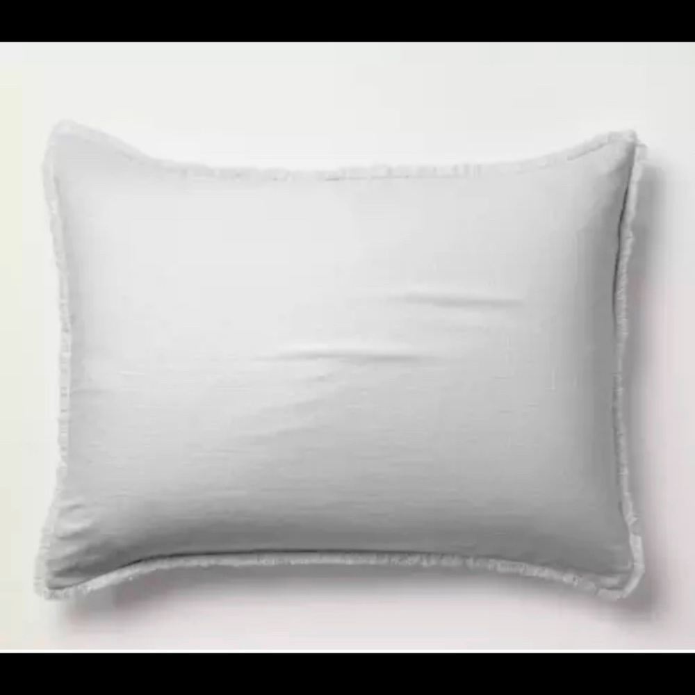 Casaluna fringe hem grey linen pillow sham standard new